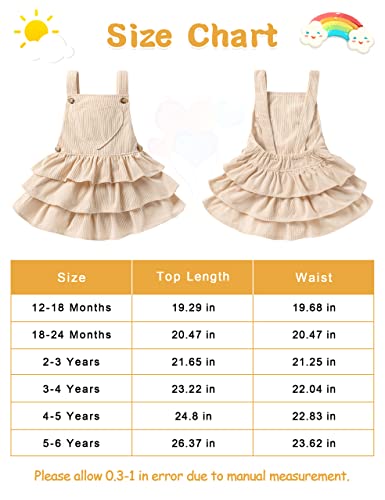 Toddler Baby Girl Dress Suspender Dresses Ruffle Corduroy Sleeveless Princess Skirt With One Pocket Kids Casual Clothes 2-3T Off-White #TOP4
