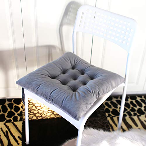 Civkor Chair Pads Seat Cushions 16X16 Inch With Ties For Dining Chairs, Office Chairs, Hardwood Floors, 100% Polyester Cover Chair Cushions Set Of 6, Dark Grey #TOP4