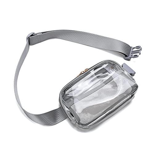 Image of Clear Belt Bag Stadium Approved for Women Men - Fanny Pack With Adjustable Strap, Crossbody Waist Bag for Concerts, Sports, Travelling, Hiking, Running (Grey)