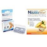 Sea-Band Travel & Motion Sickness and Nausea Relief, Ginger Capsules and Acupressure Wristbands Bundle, (1 x Pair of Adult Grey, 1 x Pack of Ginger Capsules, 20 Capsules)