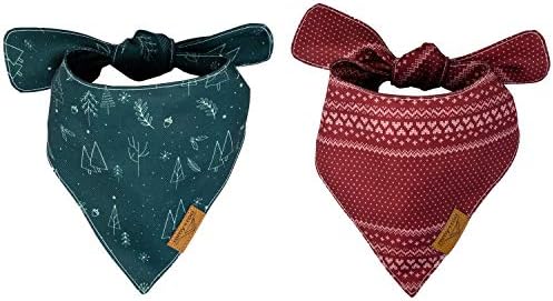 Remy+Roo Dog Bandanas - 2 Pack | Evergreen Set | Premium Durable Fabric | Unique Shape | Adjustable Fit | Multiple Sizes Offered (Large)