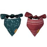 Remy+Roo Dog Bandanas - 2 Pack | Evergreen Set | Premium Durable Fabric | Unique Shape | Adjustable