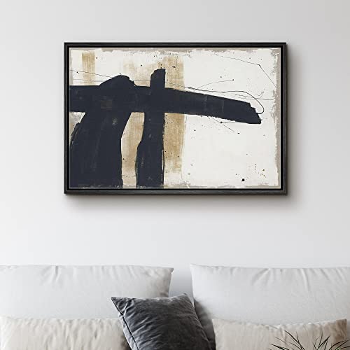 Signwin Framed Canvas Print Wall Art Grunge Black Brown Paint Strokes Abstract Shapes Illustrations Modern Art Decorative Contemporary Chic Minimal For Living Room, Bedroom, Office - 24"X36" Black #TOP3