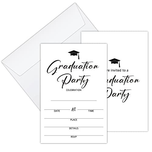 Graduation Party Invitations Cards, Graduation Party Celebration, Grad Announcement Invite Card for High School or College - 25 Fill in Invitations and 25 Envelopes set/GRAD-02