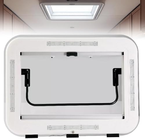 Large RV Skylight Roof Vent Hatch | 500x500mm Roof Window with LED Lighting | Push-Out Vent for Caravans, Trailers, & Modified Vehicles - Enhance Airflow & Natural Light