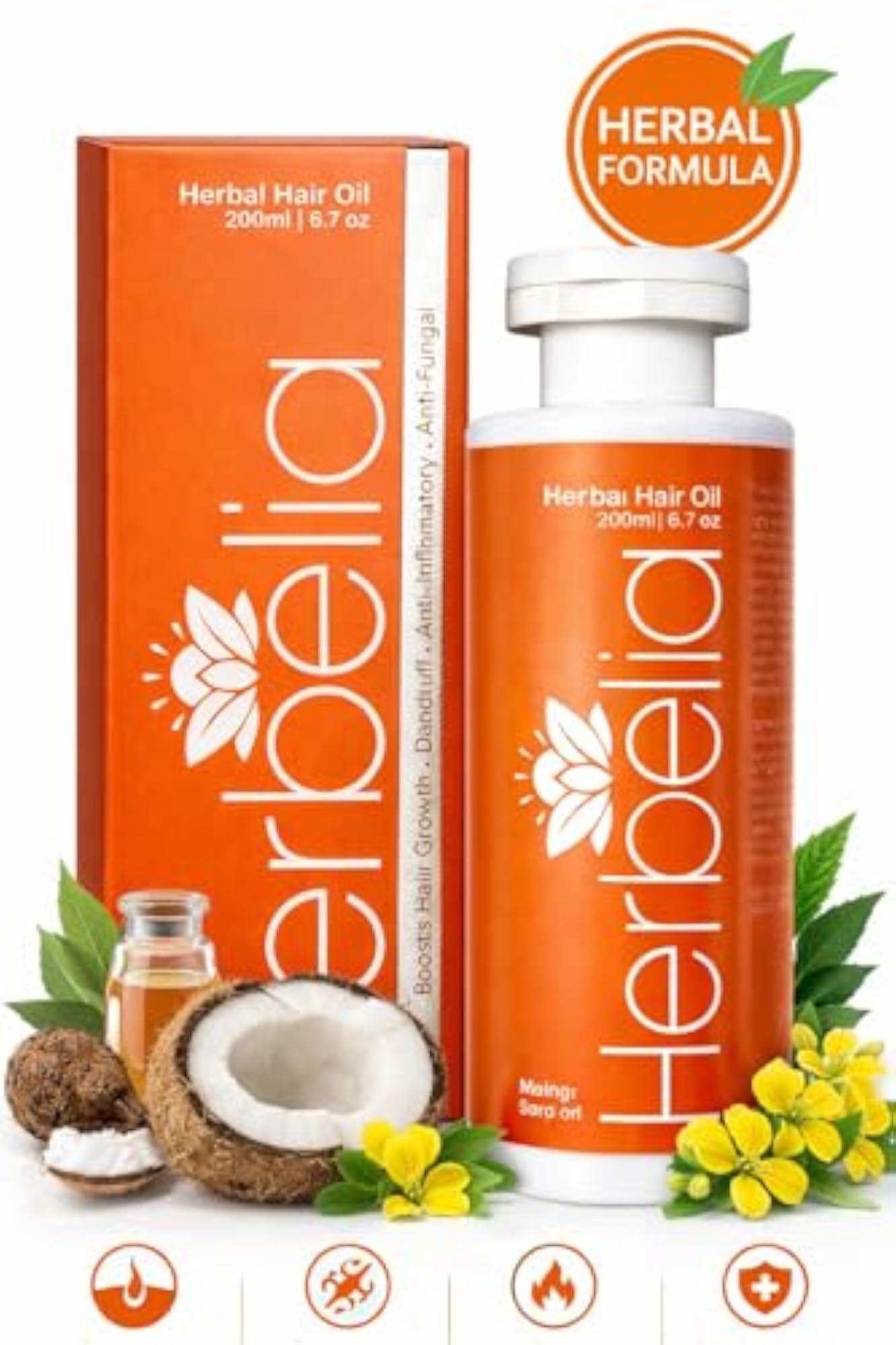 Herbal Hair Oil with Wrightia Tinctoria & Coconut Oil, 200ml