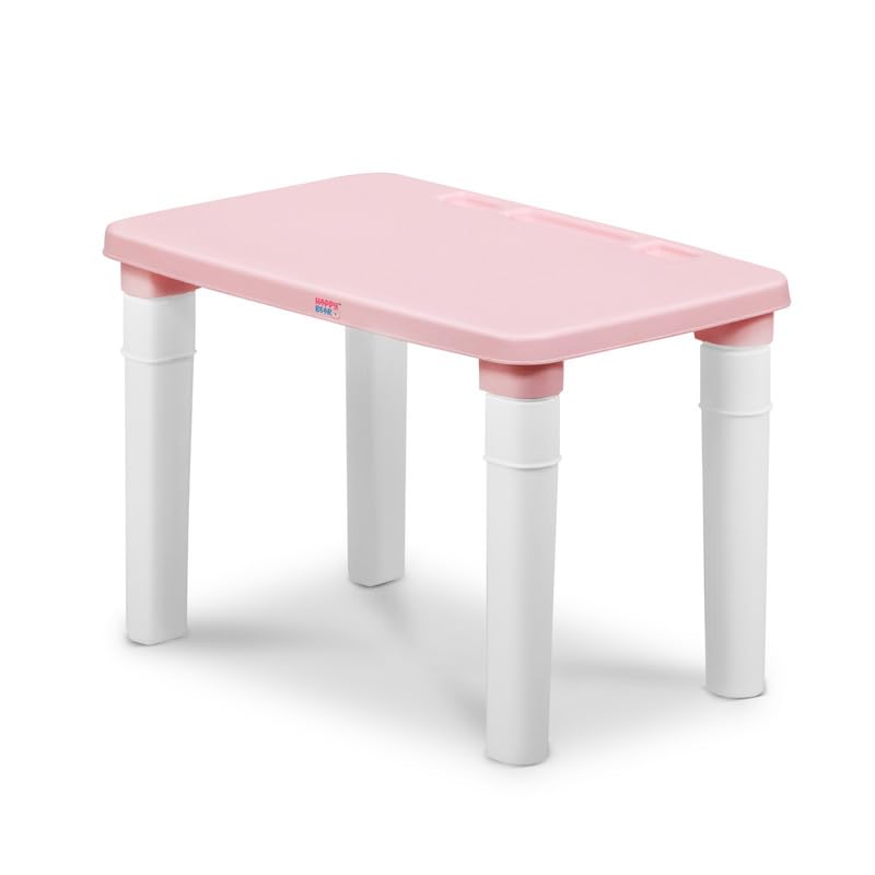 HAPPY BEAR Plastic Height Adjustable Kids Desk | Suitable for Ages 4+ | for Boys and Girls (Light Pink)