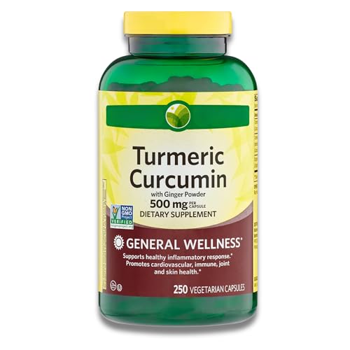 Spring Valley Turmeric Curcumin with Ginger Powder 500 mg | 250 Veg Capsules | Pack of 1