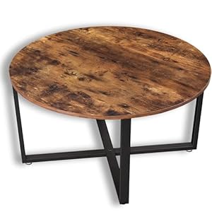 holz4home® Couchtisch Indie runder Wohnzimmertisch | mit Ablage 88×47 cm | einfache Montage | Industrial-Look Braun