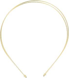 Lurrose 4Pcs Metal Double Headbands Double Thin Steel Hair Band Elastic Metal Hairband Hair Hoops Wedding DIY Craft Accessories for Women Girls ( Golden )