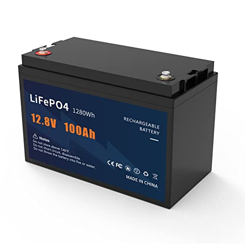 LiFePO4 Lithium Battery 12.8V 100Ah, Deep Cycle Maintenance-Free Lithium Battery Built-in BMS 1280Wh, Perfect for Home Energy Storage, RV, Solar, Marine, Off-Grid Applications