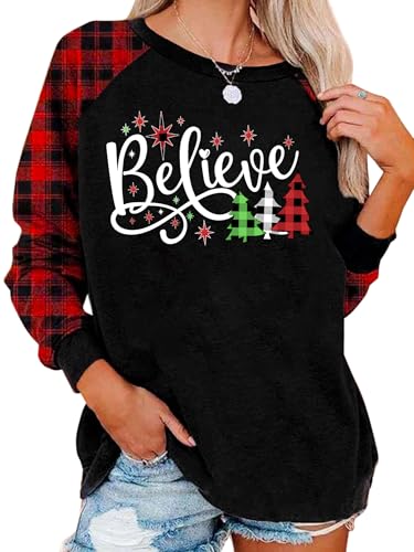 Merry Christmas Shirt Women Plaid Baseball Raglan Graphic 8 christmas shirt - black 2