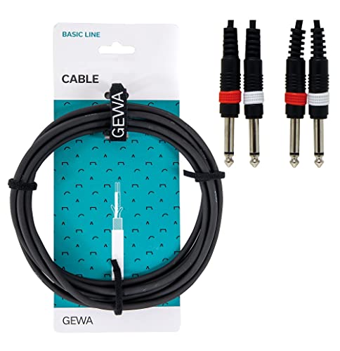 GEWA Twinkabel Basic Line 1,5m, black, 2x 6,3 mm mono jack - 2x 6,3 mm mono jack, 190170