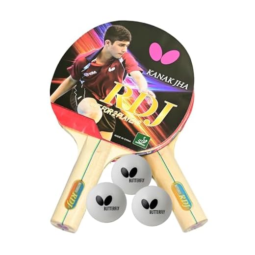 Conjunto RDJ2 de Raquetes de Ping Pong Butterfly – Inclui raquetes de pingue-pongue e bolas de pingue-pongue –