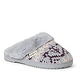 Dearfoams Damen Allison Chenille Fairisle Scuff Hausschuh, Schneeregen, Large EU