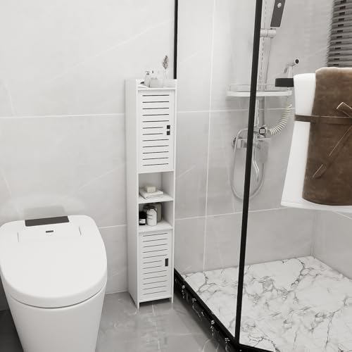 Drumm Meuble de Salle de Bain et Toilettes WC - Rangement avec Tiroir et Compartiments pour Gain de...