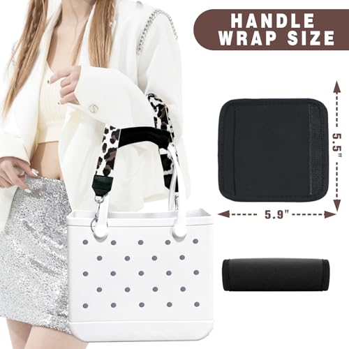 Image of Strap Wrap for Bogg Bag, Accessory for Bagg Bag, With Adjustable Shoulder Leopard Print Crossbody Strap, Black Handle Wrap Protector and Metal Buckle(Style 11)