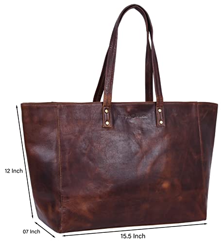 Antonio Valeria Avery Pull Up Brown Leather Tote/Top Handle Shoulder Bag For Women #TOP1
