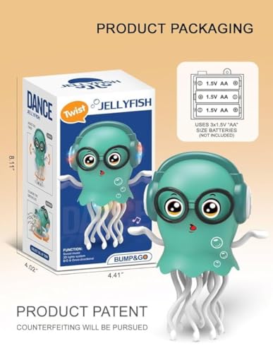 Image of Pegasos Musical Octopus Jellyfish Toy | 360 Rotating Light-Up Tentacles | Dancing Toy for Babies & Kids (Assorted Colours)