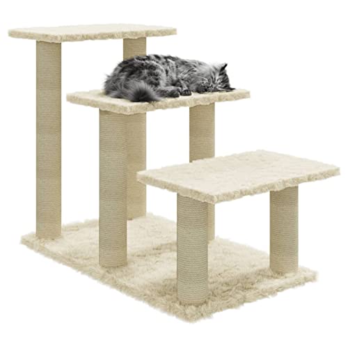 Gecheer Arbre à Chat avec Griffoirs en Sisal Griffe de Chat Crème 50,5 cm Cover