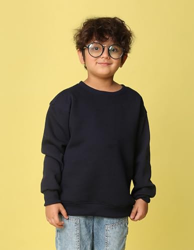 Image of Nusyl Boy's Black Solid Crew /Round Neck Sweatshirt |Skin Friendly Full Sleeve Sweatshirt|Drop Shoulder Oversized Sweatshirt | Round Neck Sweatshirt Oversized Fit Long Sleeves |