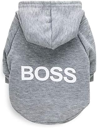 Pet Clothes, Dog Hoodie Coat Puppy Printed Sweatshirt Warm Sweater Outfits Coat for Puppy Small Medium Dog (S, Grey)