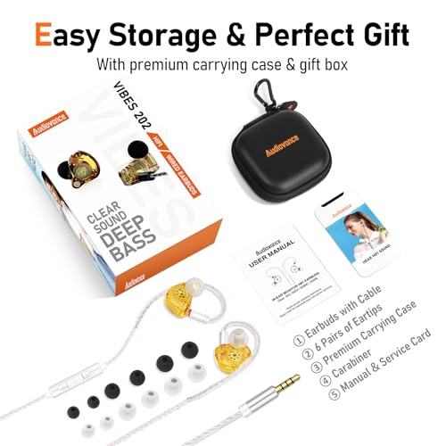 Image of Audiovance Vibes 202M HiFi Wired Earbuds in-Ear Monitor Headphones with Mic