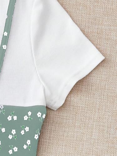 SOLY HUX Girl's Ditsy Floral Print Dress Short Sleeve Bodycon Pencil Short Dresses4