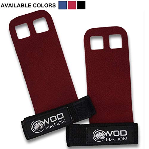 WOD Nation Leather Barbell Gymnastics Grips Perfect for Pull-up Training, Kettlebells, Gymnastic Rings