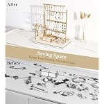Emibele Jewelry Holder, Jewelry Organizer Stand Necklace Earrings Bracelet Holder, 5 Tier Jewelry Display Tower Rack with Metal Frame and Velvet Ring Tray, Aesthetic Jewelry Stand Gift for Women, Gold - Image 5
