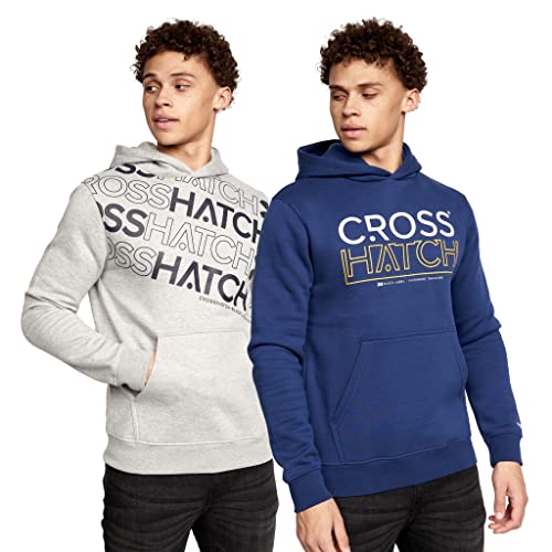 Crosshatch - Mens 'SHARDO' Everyday Essential Multipacks - 2 Pack Hoodies (L, Navy/Grey Marl)