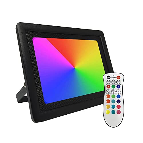 FactorLED 30W RGB Led Strahler Außen Osram, Flutlicht Dimmbar Avance SMD Chip OSRAM, FloodLight Outdoor 5000 lm- Fernbedienung [Energieeffizienzklasse A+] Cover