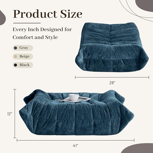 Image of HABUTWAY Bean Bag Ottoman,Memory Foam Foot Rest,Ottoman,Navy Blue | Fireside Chair Ottoman,Memory Foam Lazy Bean Bag Sofa for Living Room,Bedroom,Dorm,Office