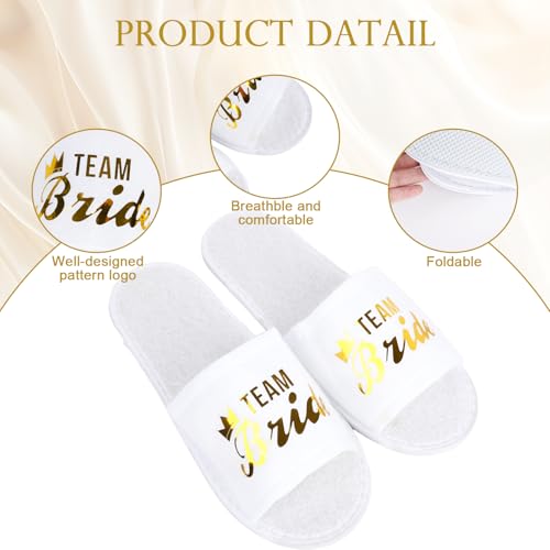 7 Pairs Disposable Bridesmaid Slippers, White Bride Slippers for Wedding Day, Bride Tribe Bridal Party Slipper Gifts3