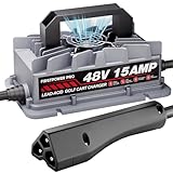 Golf Cart Charger, 48V 15A Golf Cart Battery Charger for EZGO RXV & TXT with 3 Pin Triangular, 4-6H Fast Full Charge Trickle Charge, Lead Acid Battery Charger-IP67 Waterproof with Fan Design
