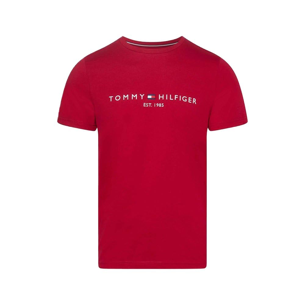 Tommy Hilfiger Men Tommy Logo Tee S/S T-Shirts, Red, S