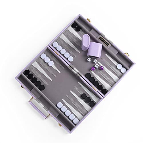 Magic Vosom Travel Medium 15 Inch Backgammon Set Classic Board Game Travel With Leather Make Board Gift Package, Portable Travel Strategy Backgammon Game Set For Adults, Kids (Purple, Medium) #TOP4