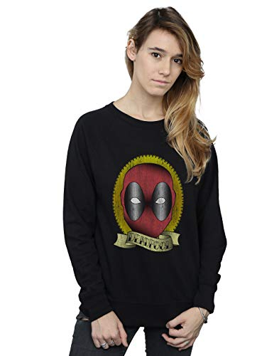 Marvel Women's Deadpool Tattoo Print Sweatshirt Black Small