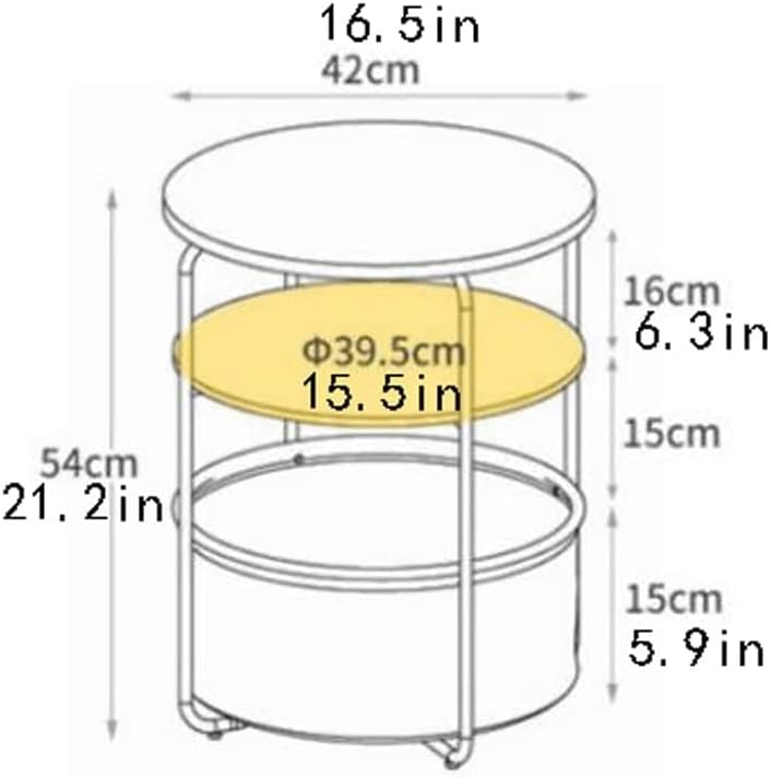 Miniatura 2 de Rustic Round Nightstand, Versatile 3 Tiers Coffee Side Table and Fabric Storage Basket, Sofa Side Snack Table, Space Saver Solid