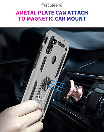 Coque Samsung A11 avec bague rotative et protection écran argent - 3