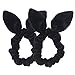 Set of 2 Korean Style Velvet Rabbit Ear Bow Bowknot Ponytail Holder Hair Tie Band Hair Scrunchies (Black)