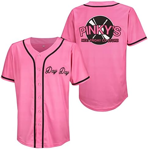 Men's Pinky's Next Friday Movie Baseball Jersey Day Day CD Store Sports Fan Hip Hop Jerseys Stitched (L, Logo Pink)