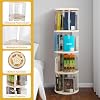 FAHKNS 4 Tier Rotating Bookshelf,360 Revolving Bookcase Tower,Clear Acrylic Round Book Shelf for Small Space,Suitable for Spinning Bookshelf Tower in Bedroom, Living Loom, Office