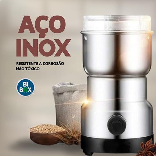 B1BOX Moedor de Café Elétrico Grãos Sementes e Ervas Pó Potente Triturador 150W 110V Compacto e Efic
