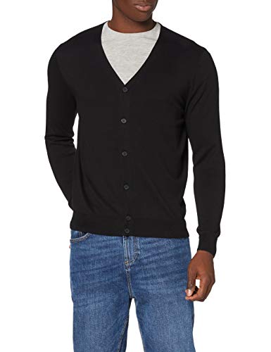 MERAKI Men's Lightweight Cotton V Neck Cardigan Sweater, (Black), XL (US L - XL)