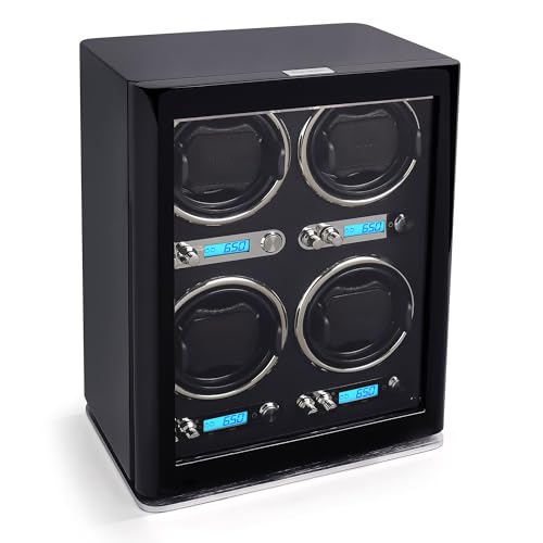 Heiden Quad Watch Winder - Direct Drive Brushless Motor, LCD Digital Controls - Zero Magnetization, 100+ Setting Combination, Ultra Quiet Nova 4 Watch Winder for Automatic Watches Such as Rolex