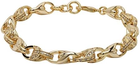 THE BLING KING 3D Tulip Gold Bracelet with Stones - 18K Real Gold Plating with Luxury Finish and Sparkling Rhinestones - Elegant Tulip Gold Jewellery for Women - Bracelet Length: 8 Inches, Width: 10MM