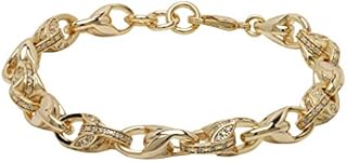 THE BLING KING 3D Tulip Gold Bracelet with Stones - 18K Real Gold Plating with Luxury Finish and Sparkling Rhinestones - Elegant Tulip Gold Jewellery for Women - Bracelet Length: 8 Inches, Width: 10MM