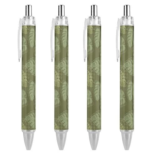 Bolígrafos finos de 0,5 mm retráctiles para evitar borrones con diseño botánico de hojas