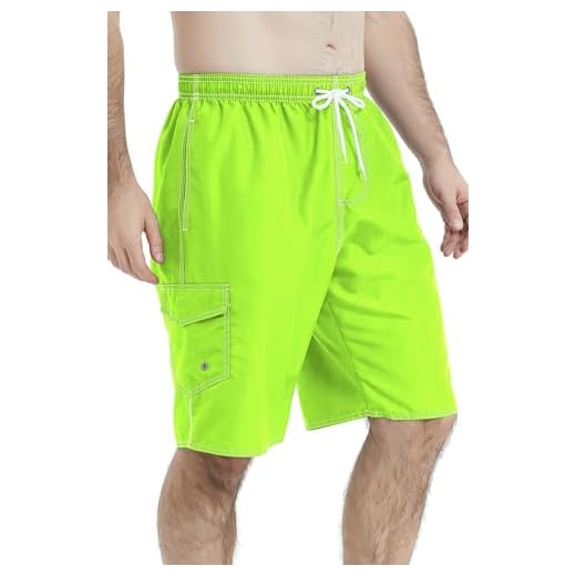 Landisun Mens Swim Trunks Board Shorts Swimsuit Swimwear Swim Shorts Bathing Suits Quick Dry with Mesh Lining Neon Yellow